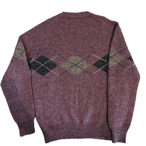 Men’s Four Winds Vintage Crew Neck 100% Shetland Wool Argyle sweater. Size M - Picture 3 of 8